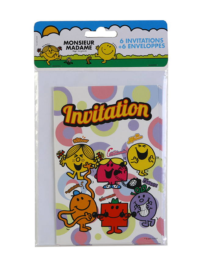 6 Cartons d'invitation avec enveloppes Monsieur Madame