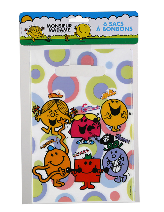 6 Sacs à bonbons en plastique Monsieur Madame