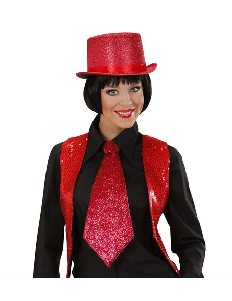 Cravate rouge à paillettes adulte