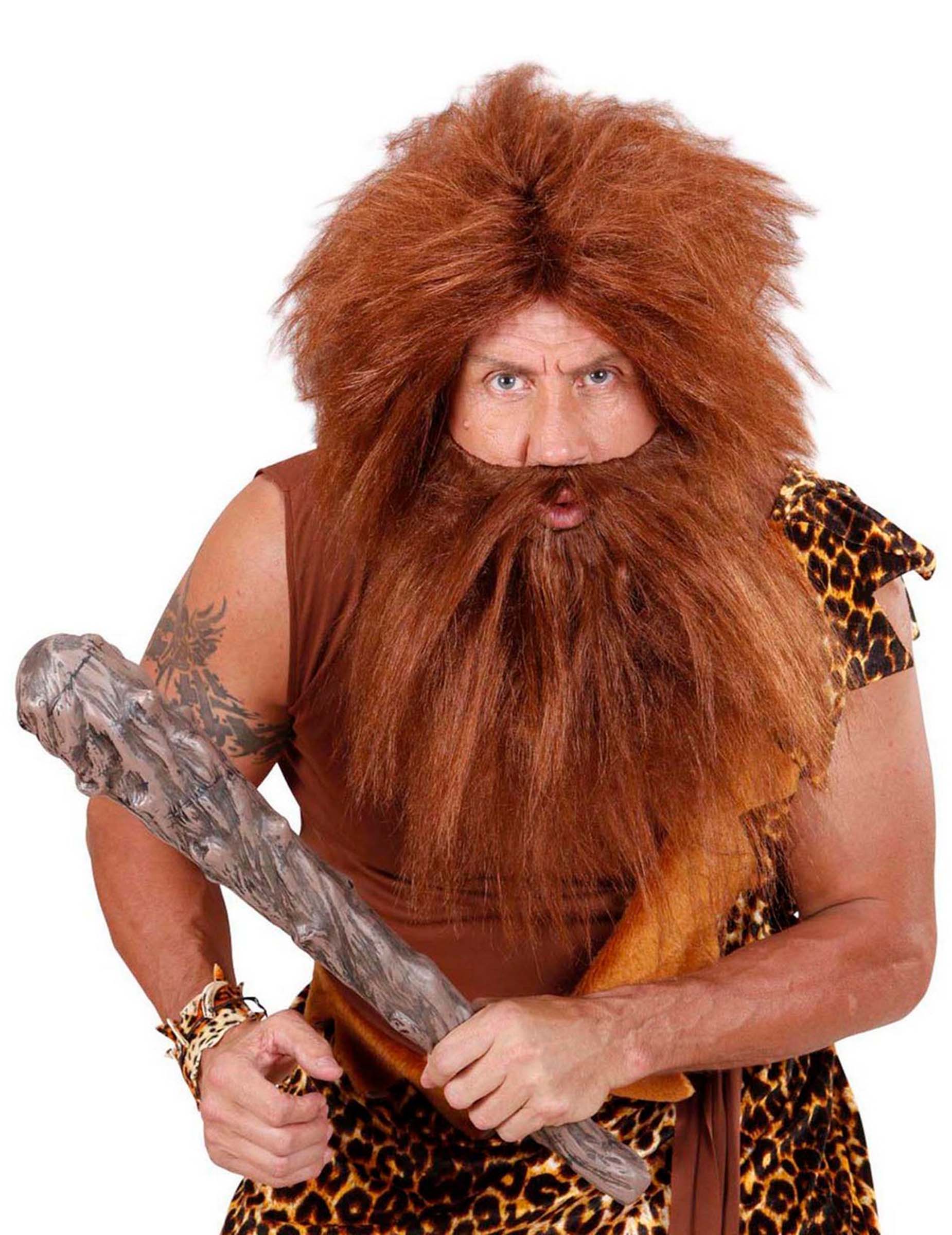 Perruque avec barbe marron adulte