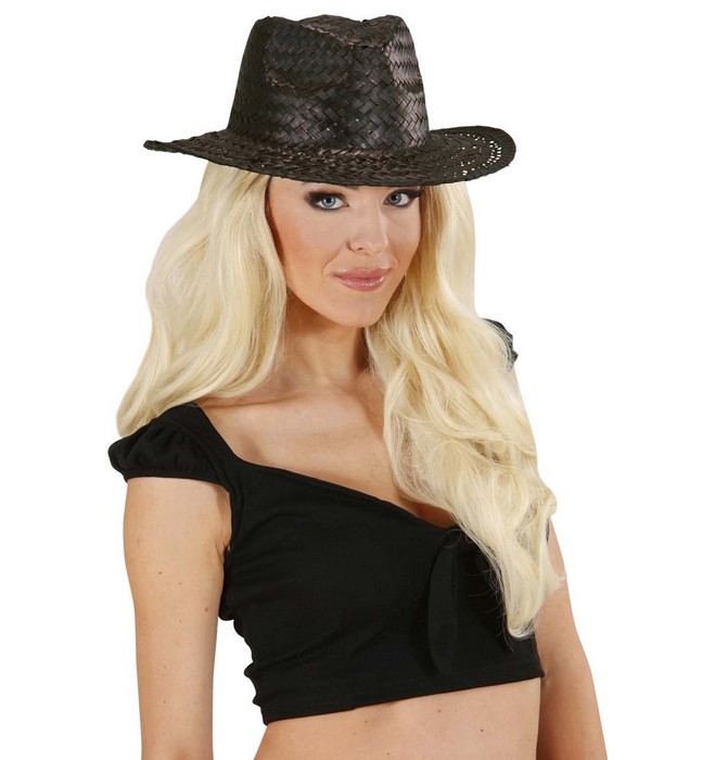 Chapeau cowboy noir adulte en paille