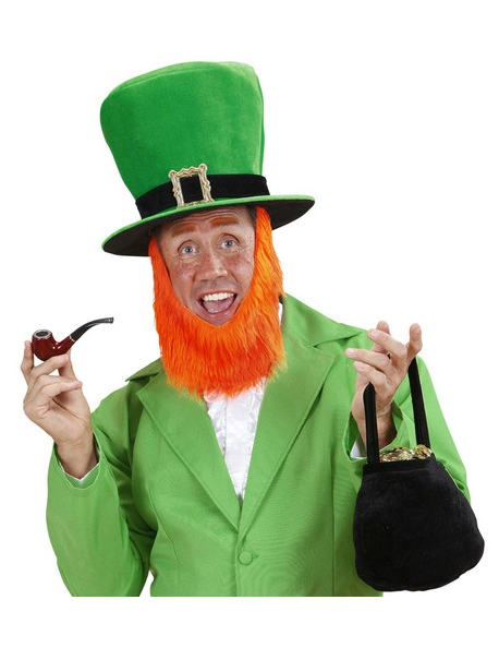 Chapeau haut de forme avec barbe adulte Saint Patrick