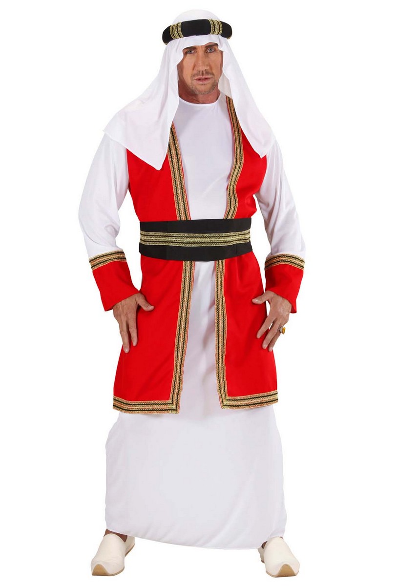 Déguisement prince arabe rouge et blanc adulte