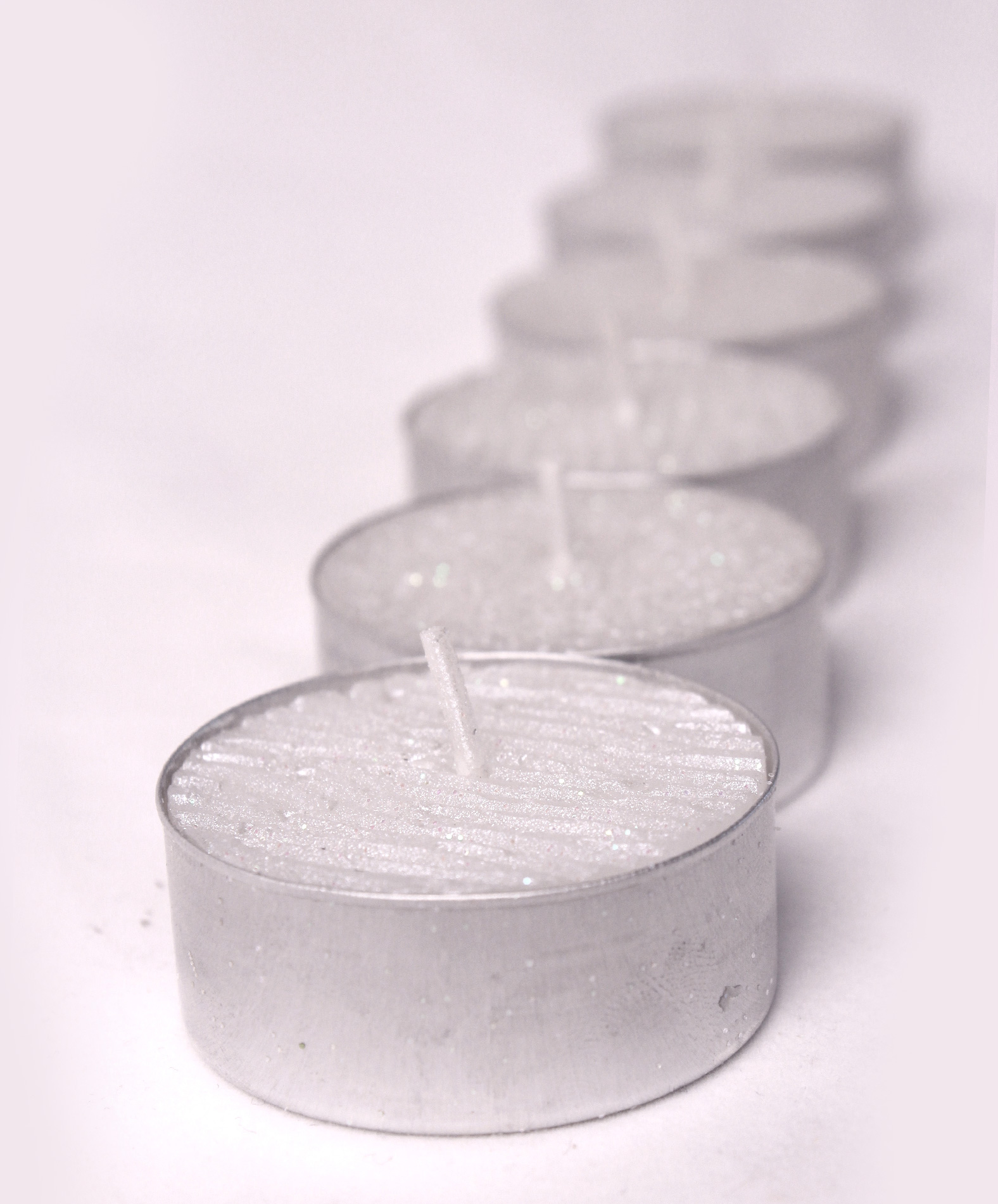 9 bougies chauffe-plats blanches à paillettes