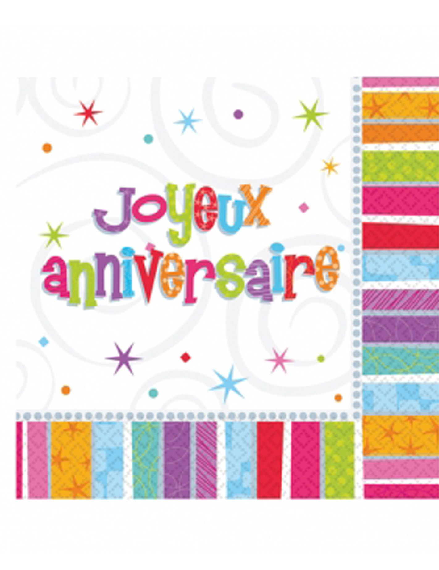16 Serviettes en papier Anniversaire Radieux 33 x 33 cm
