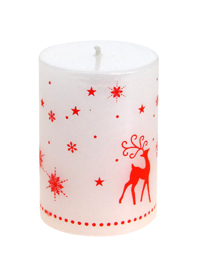 Bougie blanche cerf Noël 7 cm