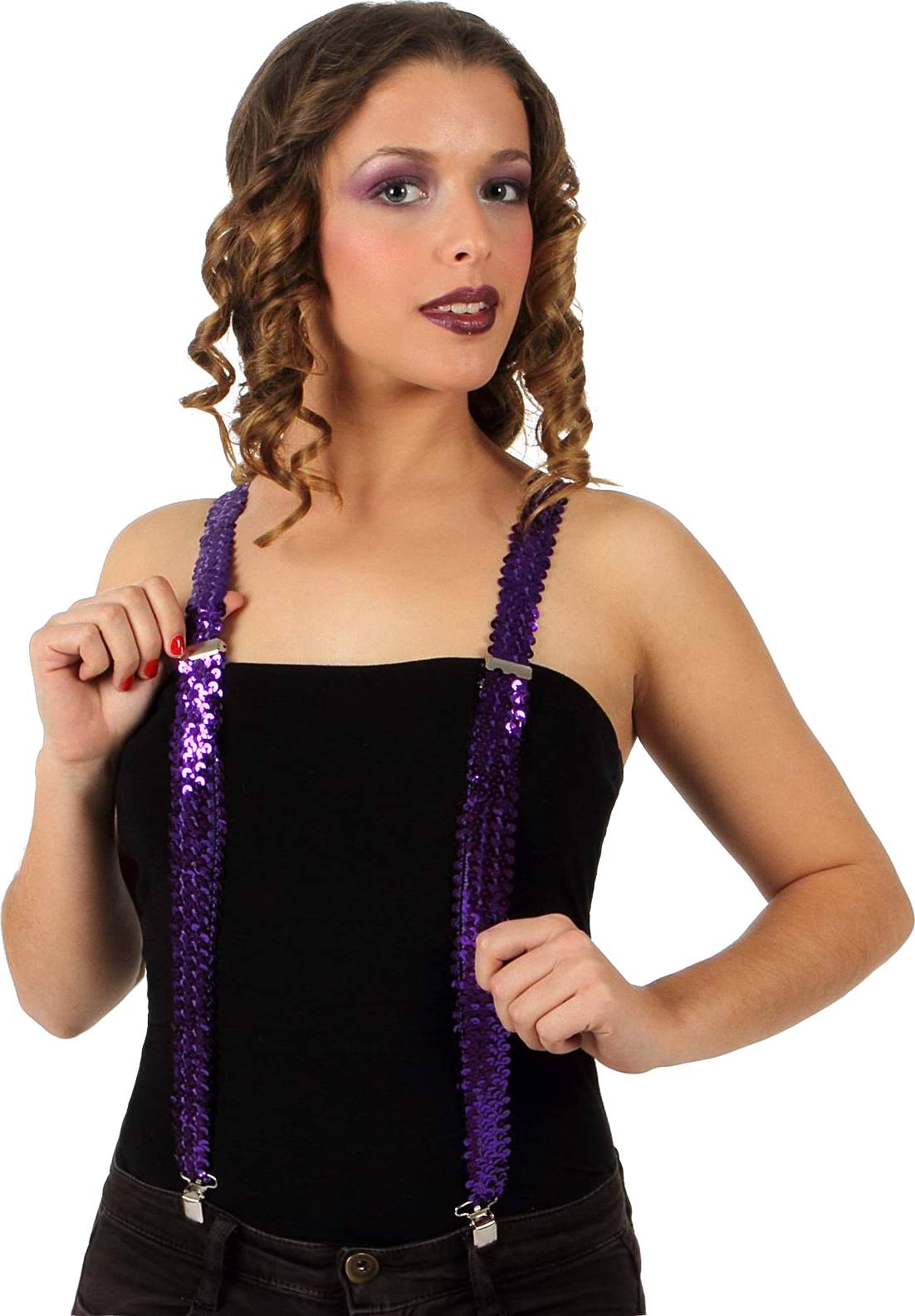 Bretelles violettes à sequins adulte