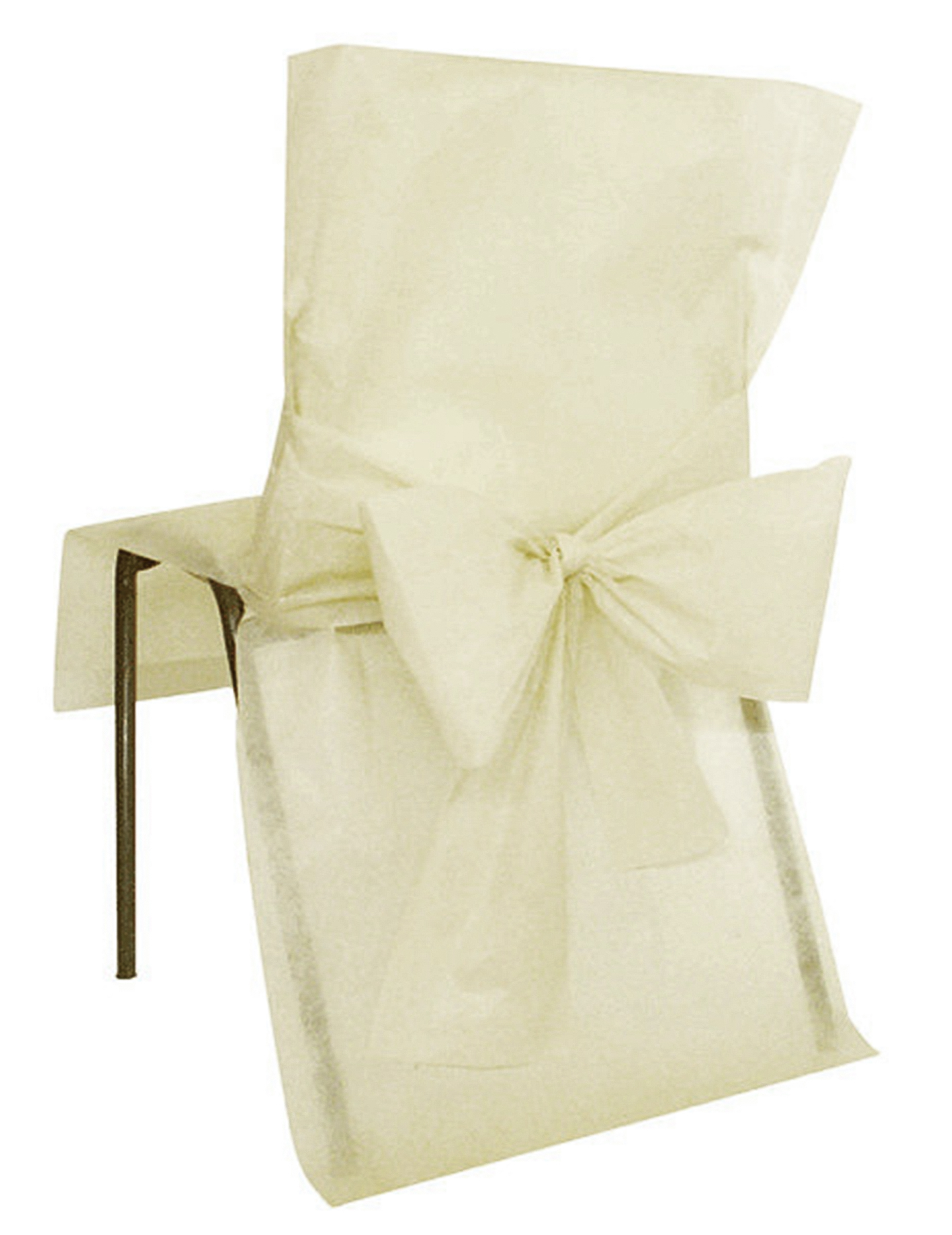 10 Housses de chaise premium ivoire 50 x 95 cm avec n uds