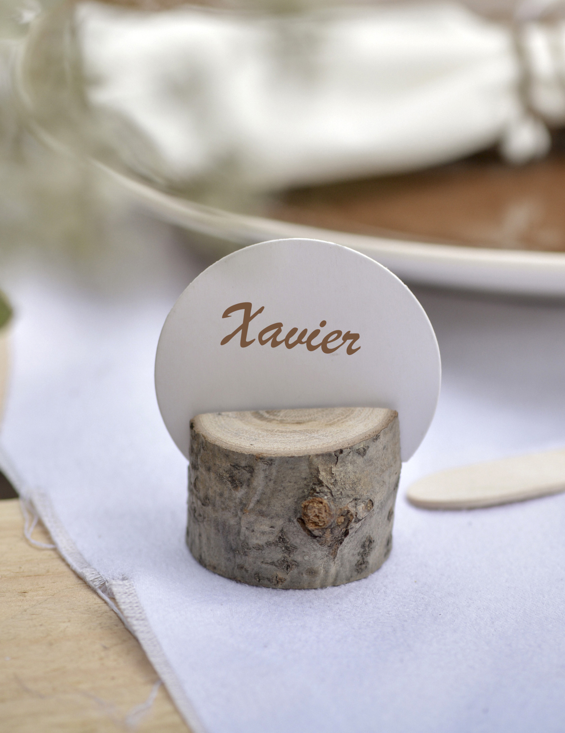 10 marque-places ronds en carton blancs 4,7 cm pour mariage
