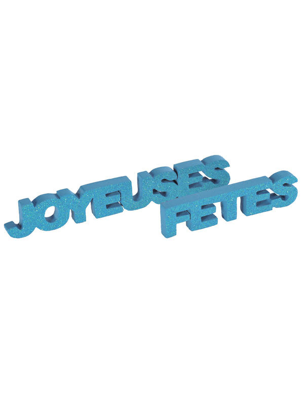 Décoration lettres Joyeuses fêtes turquoise 27 cm