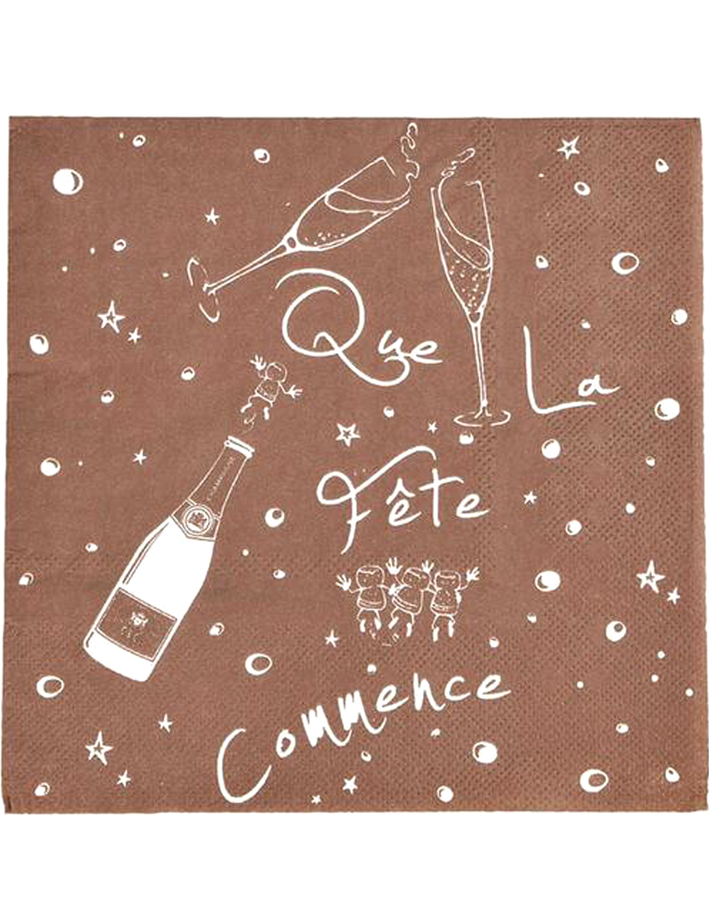 20 Serviettes en papier Que la fête commence Chocolat 33 x 33 cm