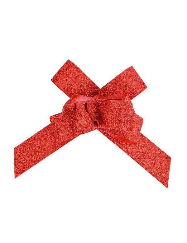 10 Petits n uds automatiques pailletés rouges 14 mm
