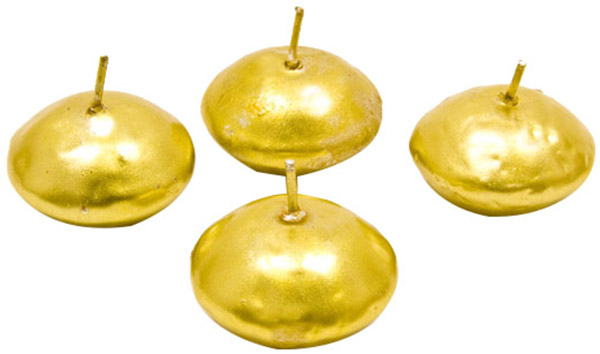 4 Bougies flottantes dorées 2,8 x 4,5 cm