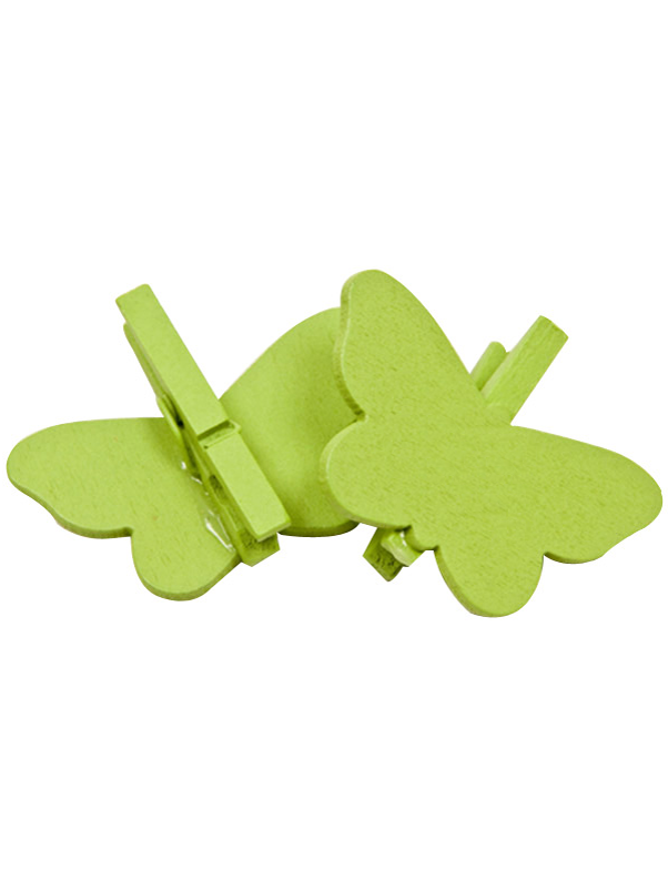 6 Papillons sur pince à linge verts