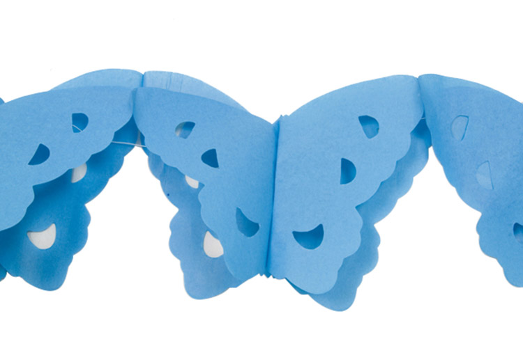 Guirlande papier papillons bleu 4 m