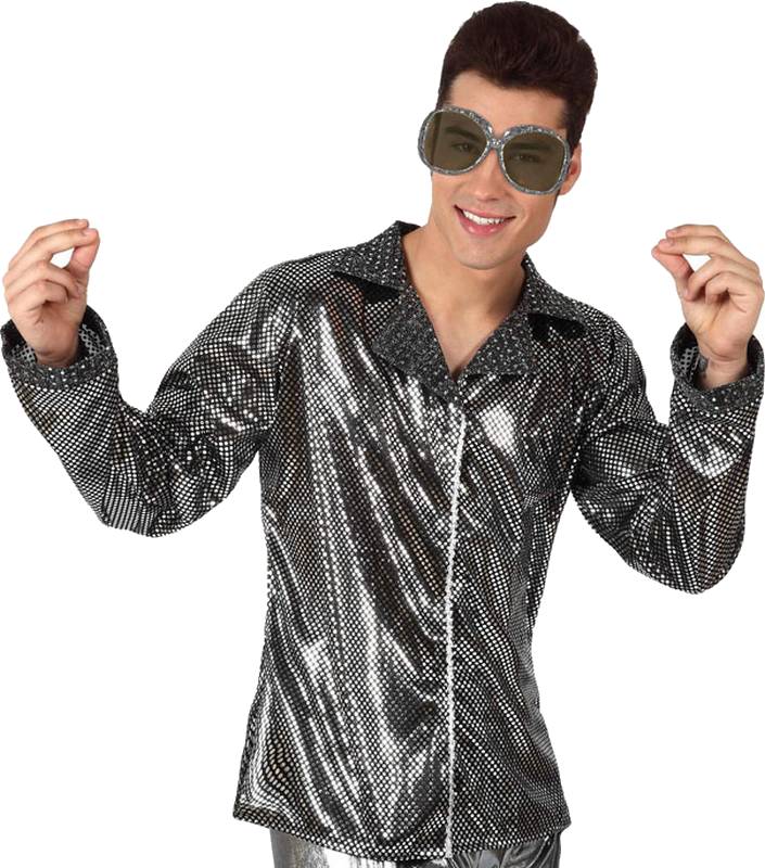 Veste disco argentée brillante homme