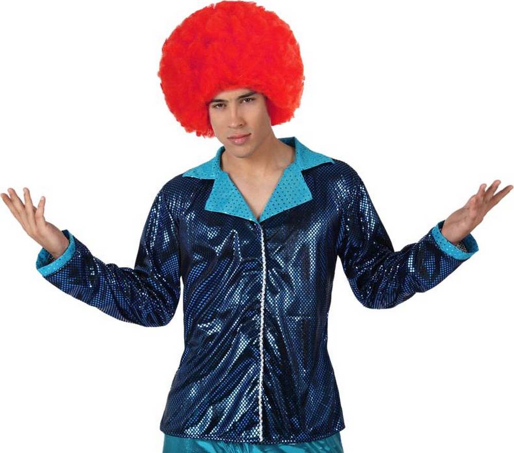 Veste disco bleue claire brillante homme