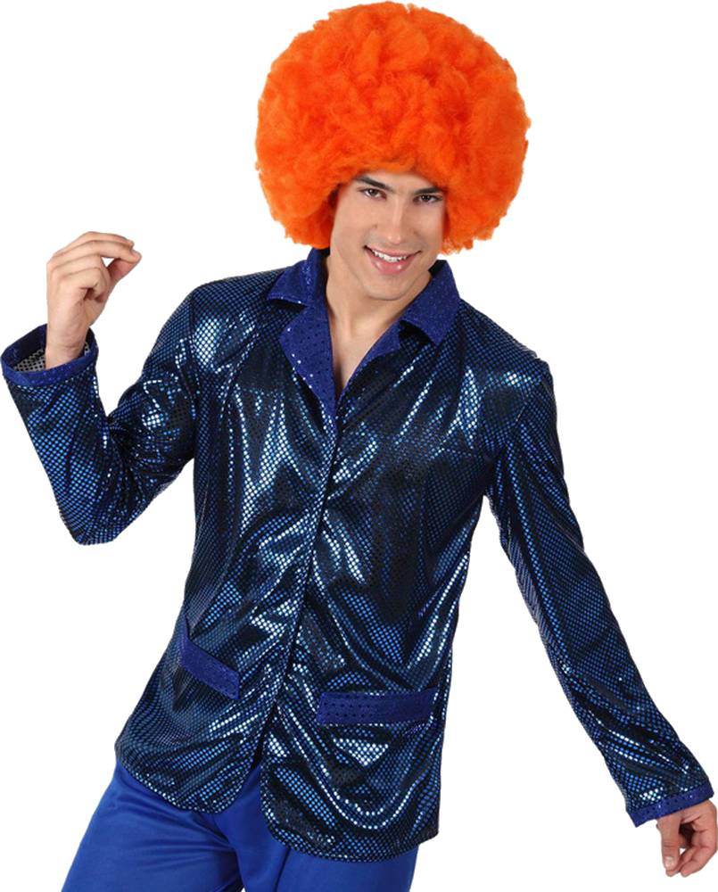 Veste disco bleue brillante homme
