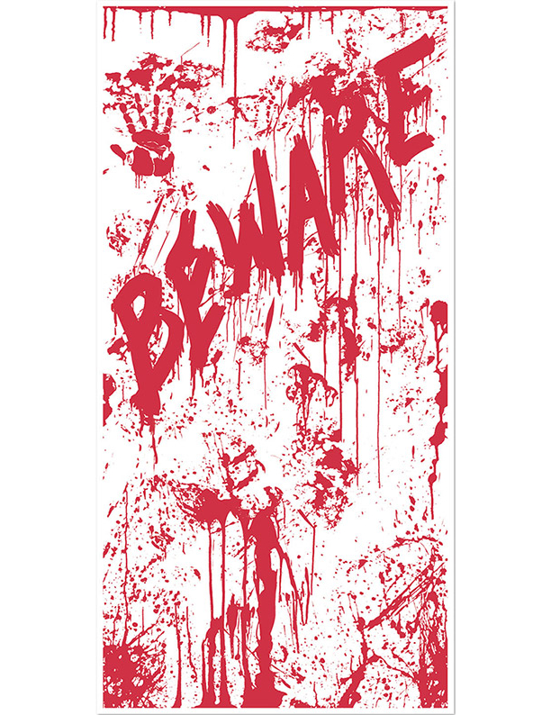 Décoration de porte en sang BEWARE 76 x 152 cm