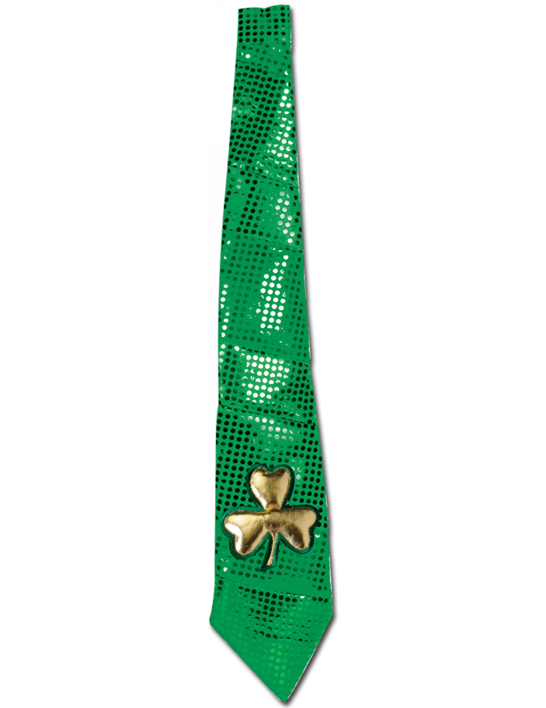Cravate verte paillettée et trèfle dorée Saint-Patrick adulte 91,4 cm