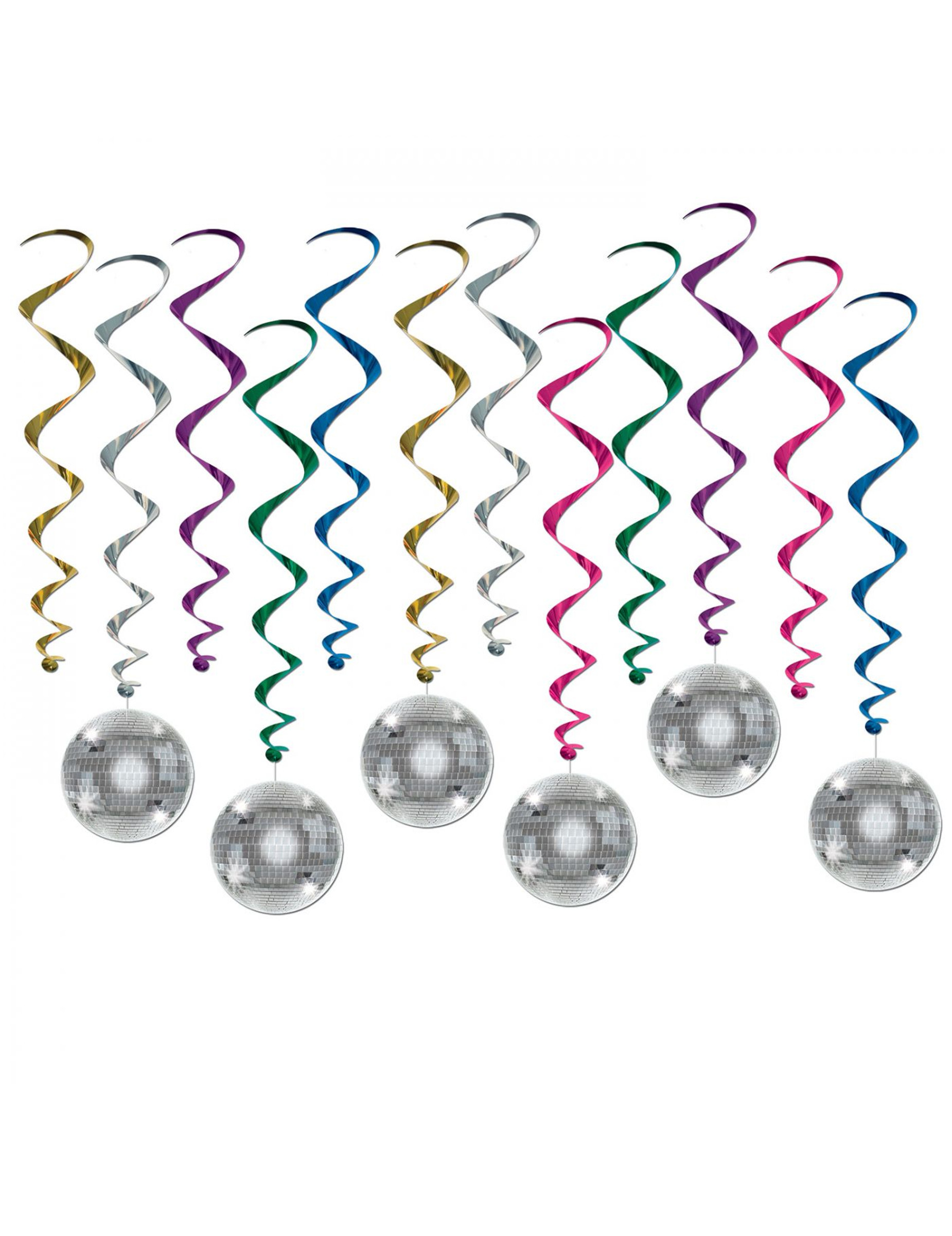 6 Décorations à suspendre spirale Boule Disco
