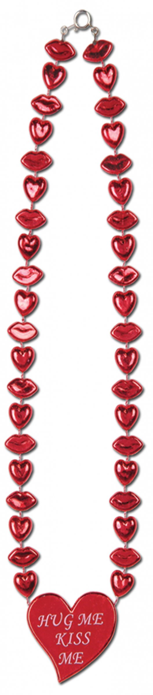 Collier rouge bouches et coeurs Saint-Valentin