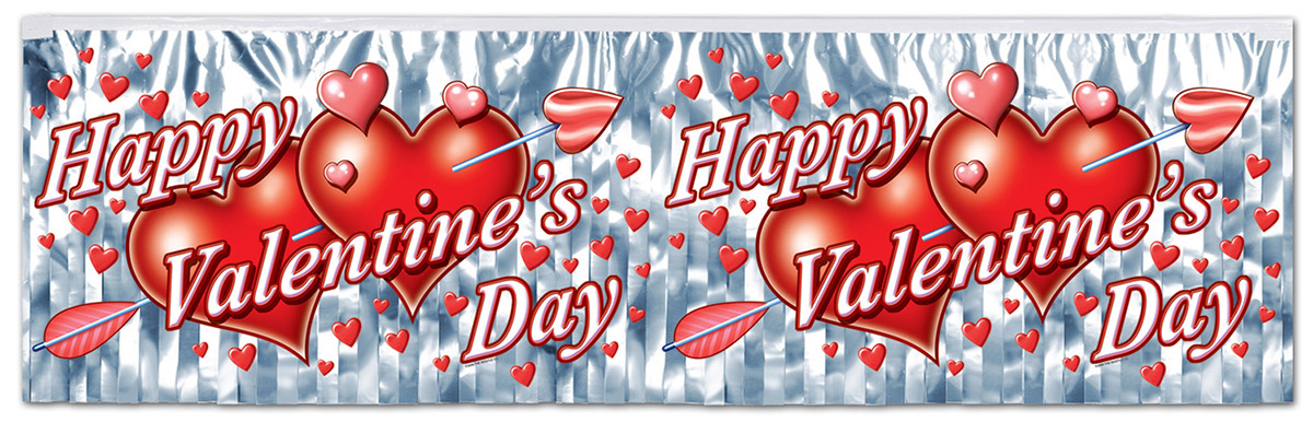 Guirlande grise métallisée Happy Valentine's Day