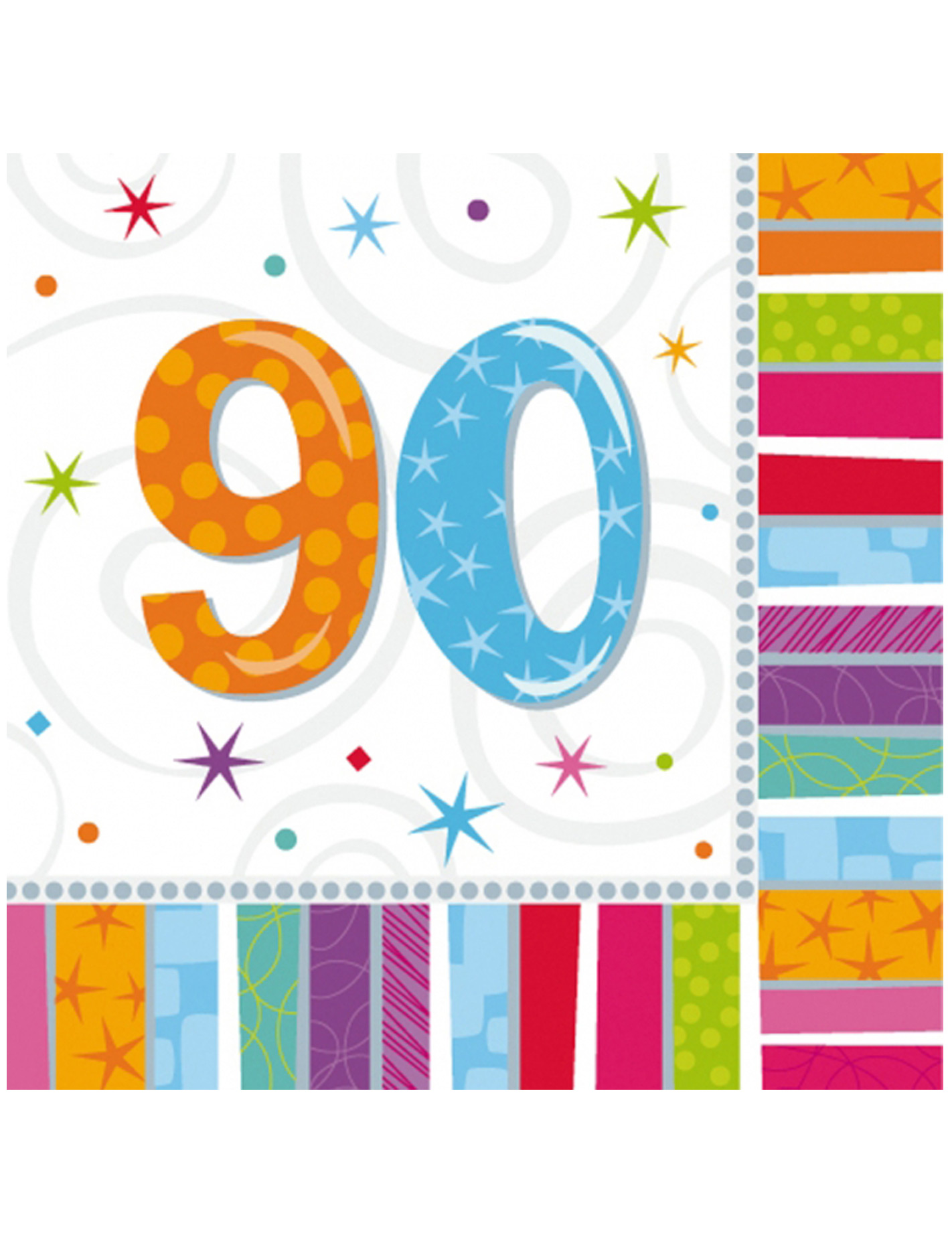 16 Serviettes en papier 90 ans 33 x 33 cm