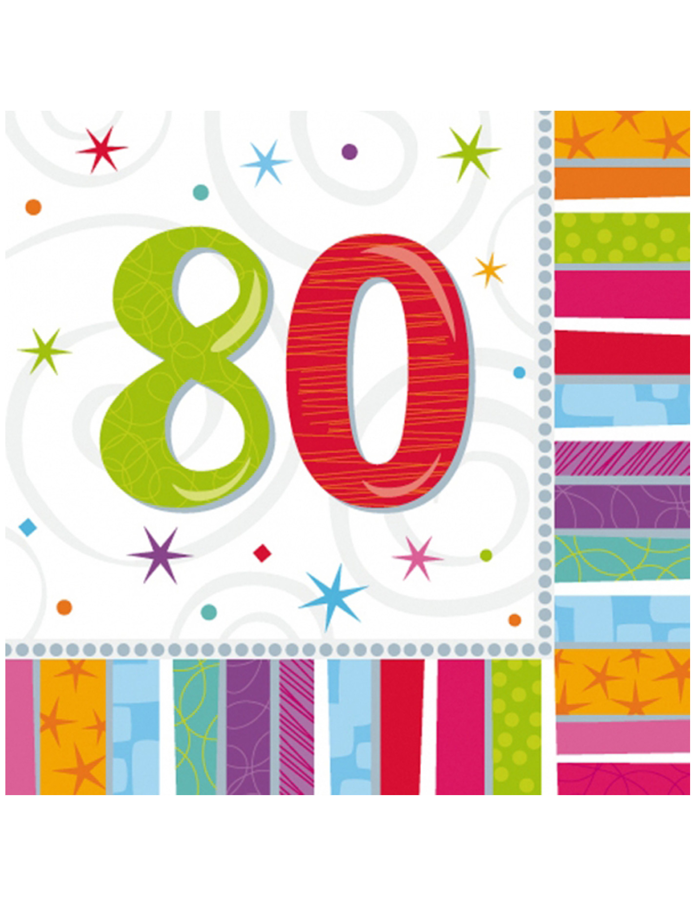 16 Serviettes en papier 80 ans 33 x 33 cm