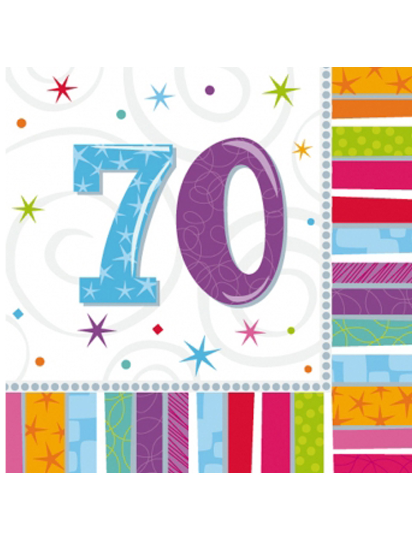16 Serviettes en papier 70 ans 33 x 33 cm