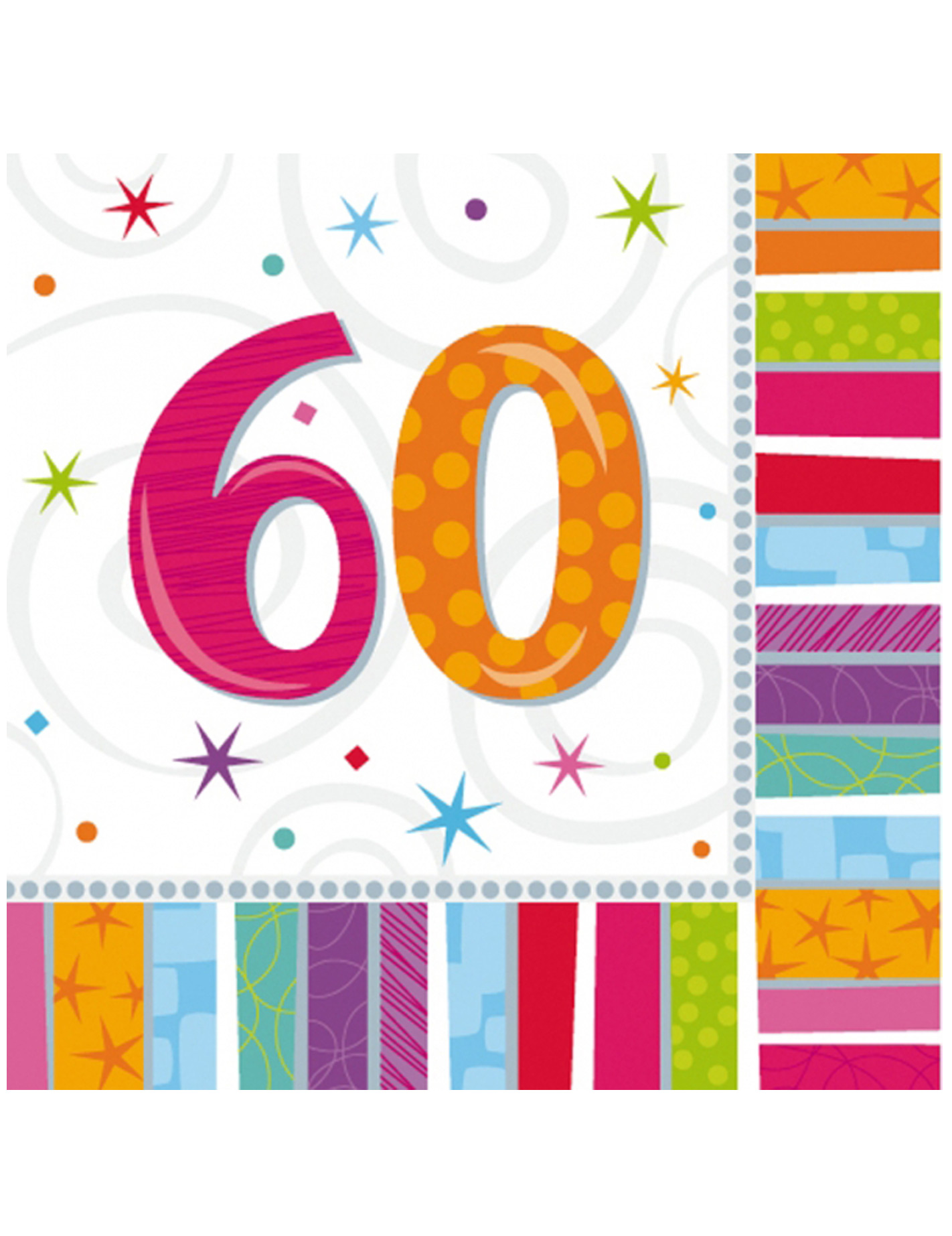 16 Serviettes en papier 60 ans 33 x 33 cm