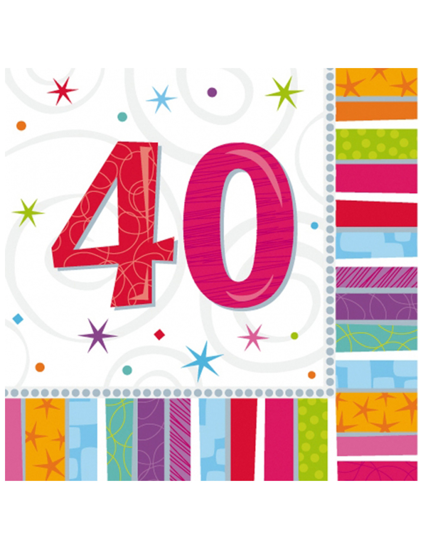 16 Serviettes en papier 40 ans 33 x 33 cm
