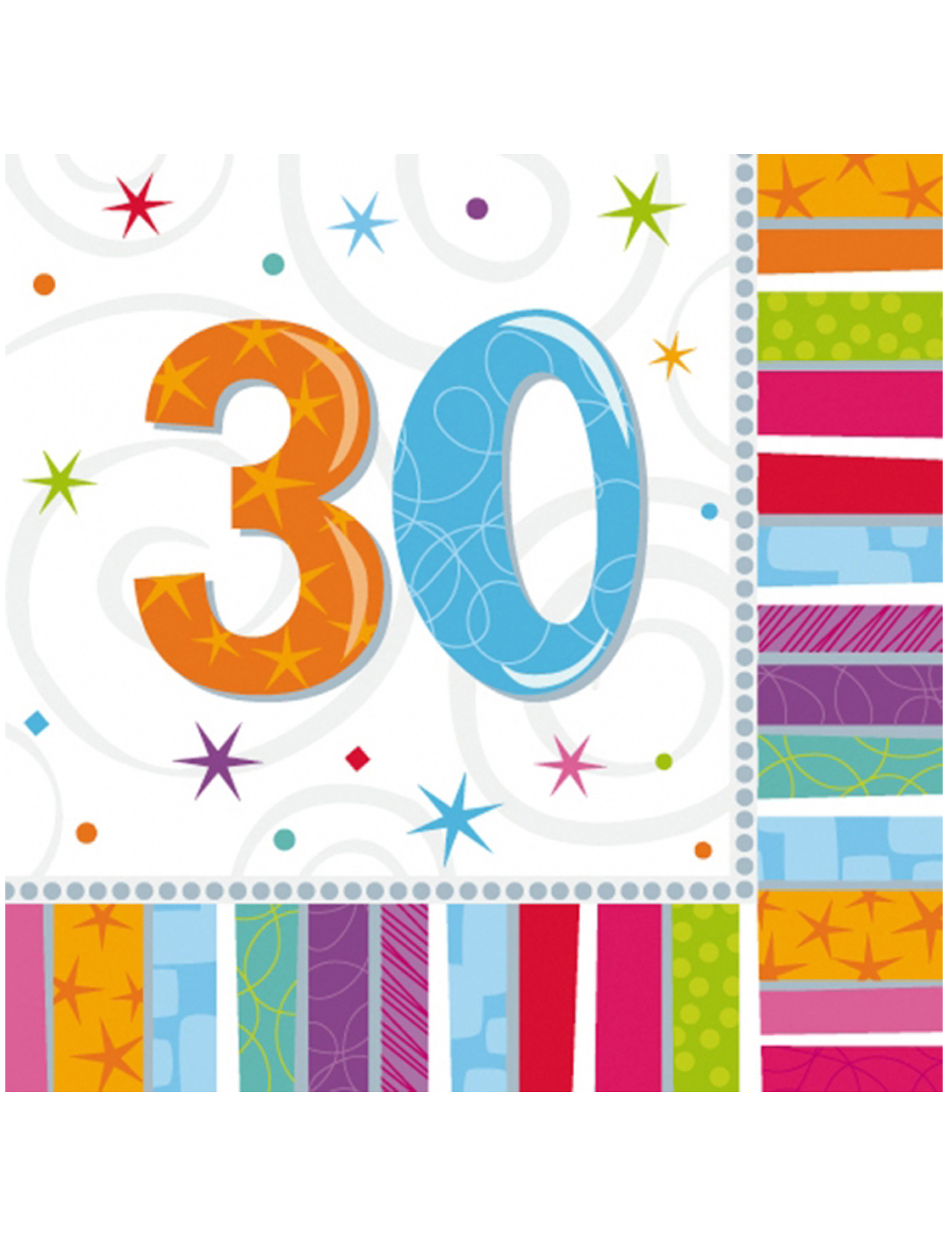 16 Serviettes en papier 30 ans 33 x 33 cm