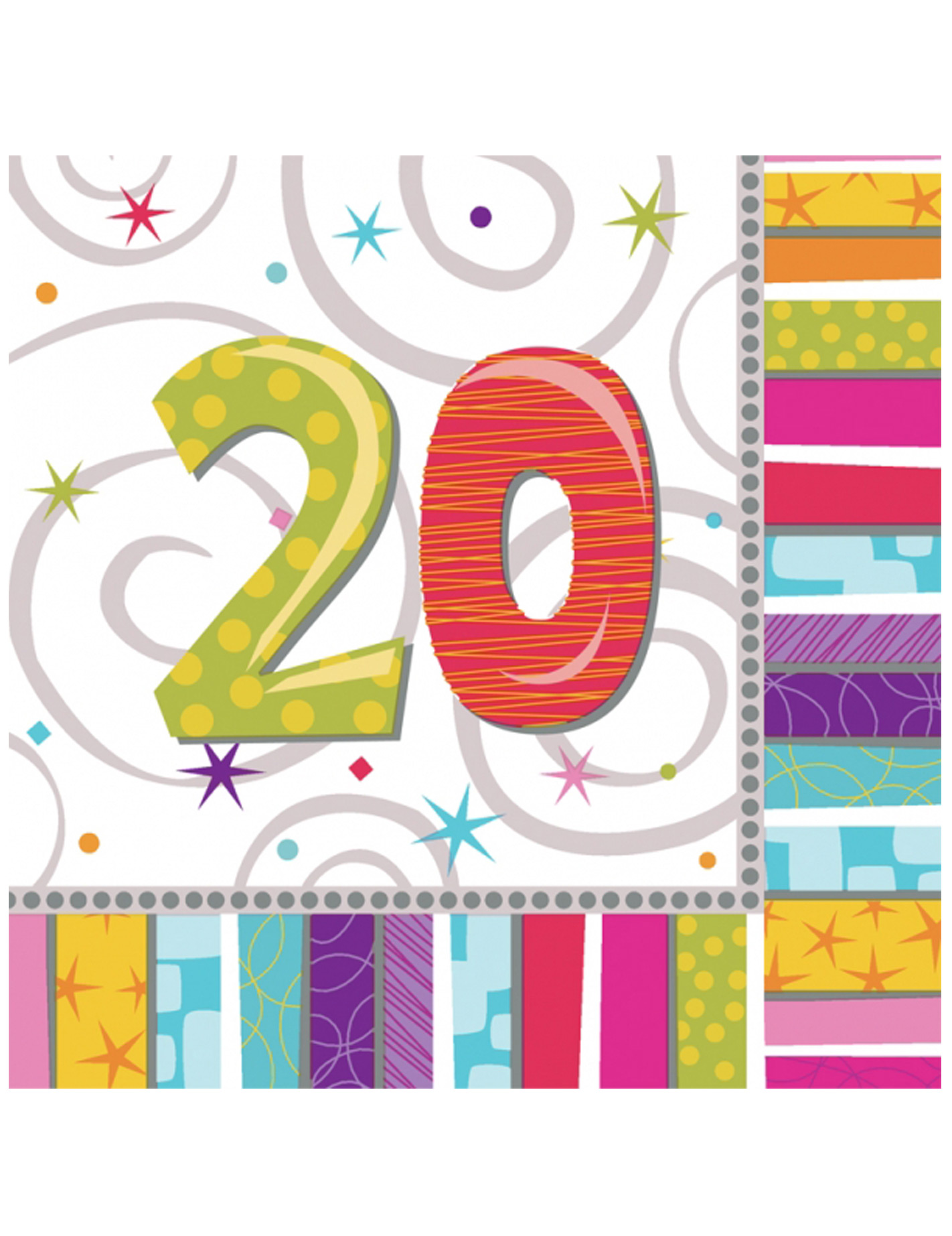 16 Serviettes en papier 20 ans 33 x 33 cm