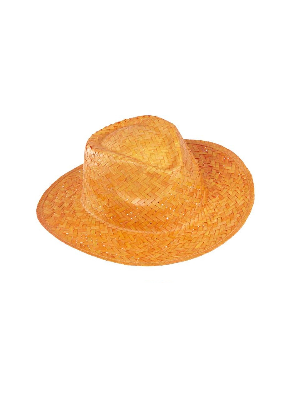 Chapeau cowboy orange adulte en paille
