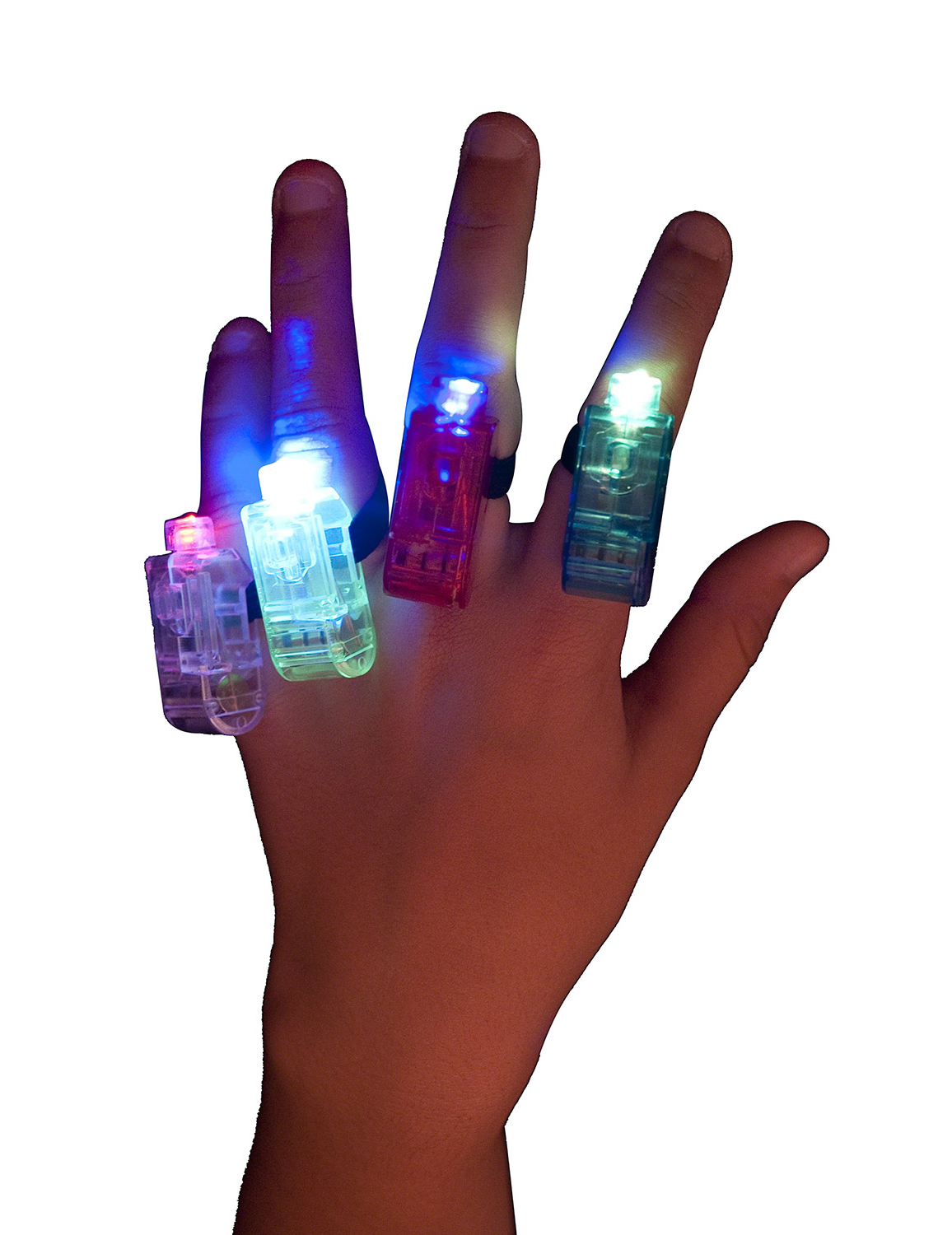 Lot de 4 bagues multicolores lumineuses