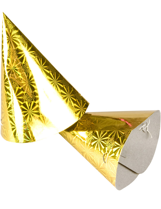 5 chapeaux en papier luxe dorés