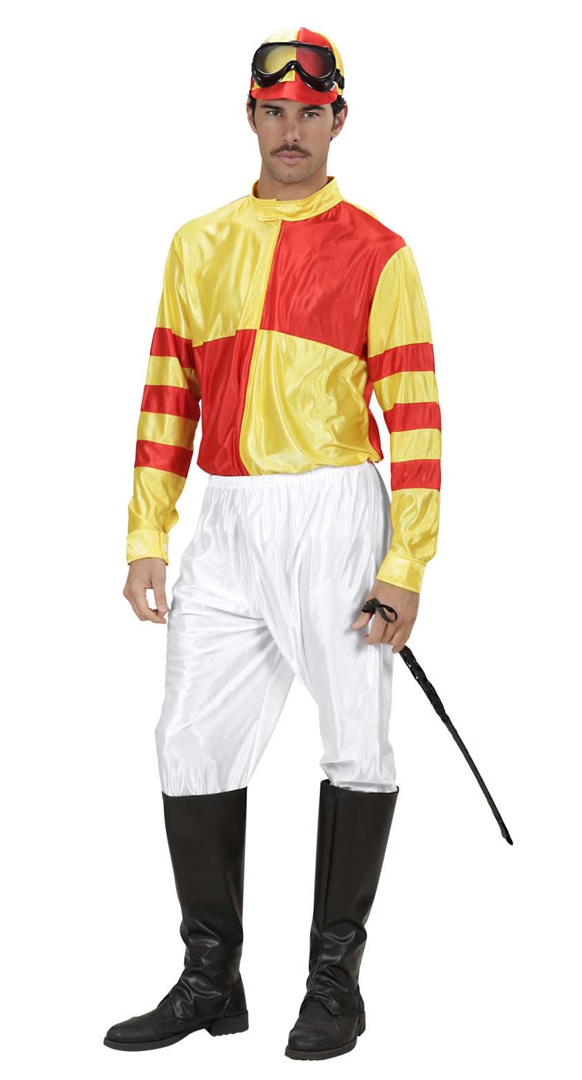 Déguisement jockey homme jaune et rouge