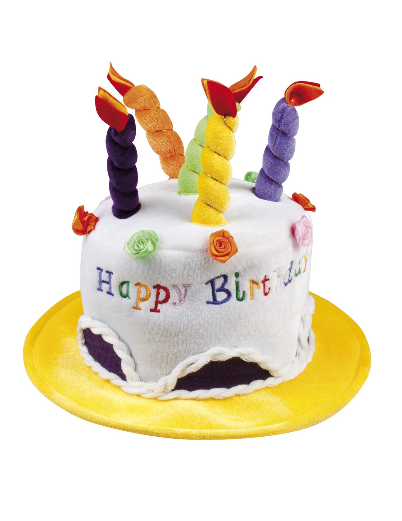 Chapeau Happy Birthday jaune adulte