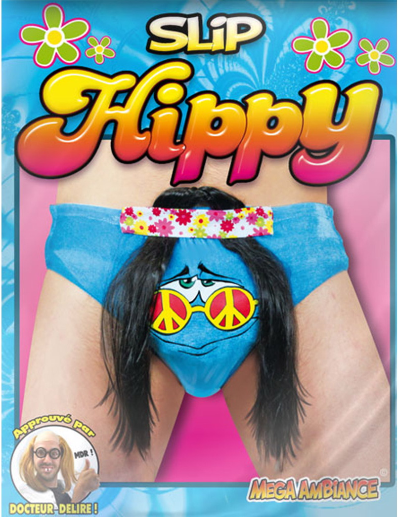 Slip humoristique tête d'hippie