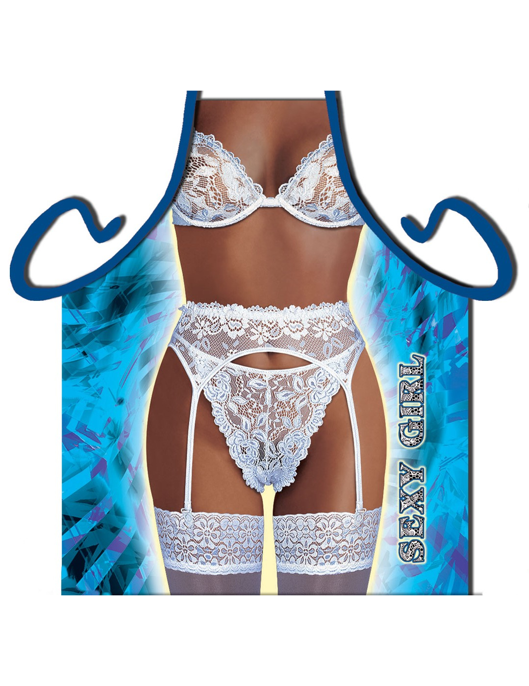 Tablier humoristique femme lingerie blanche adulte