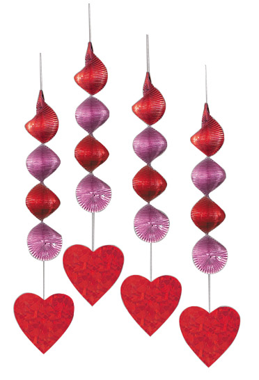 4 Suspensions coeurs 45 cm