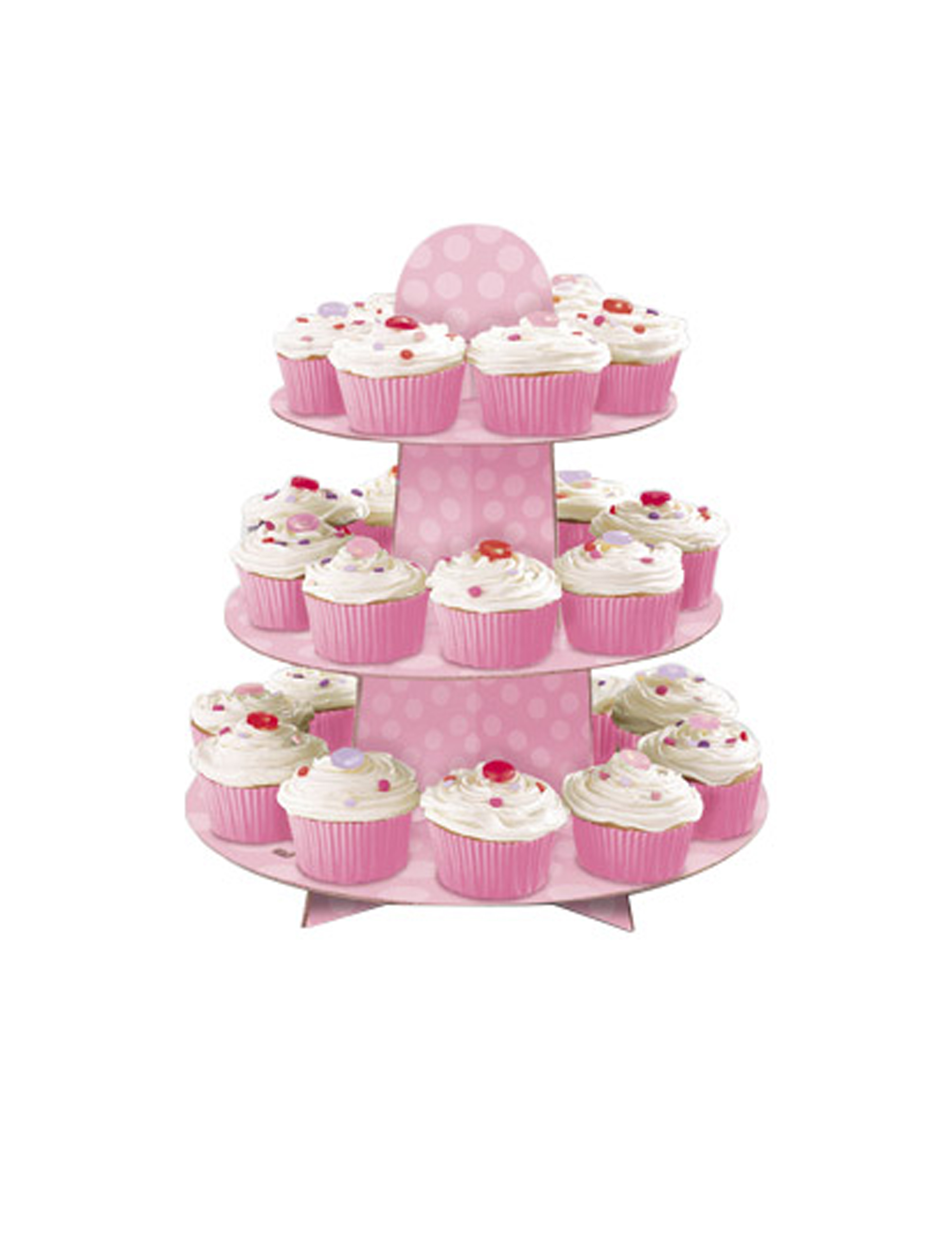 Présentoir à cupcakes rose à pois 3 étages en carton