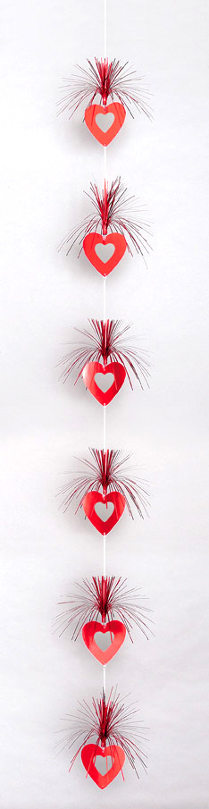 Décoration à suspendre coeurs rouges Saint Valentin