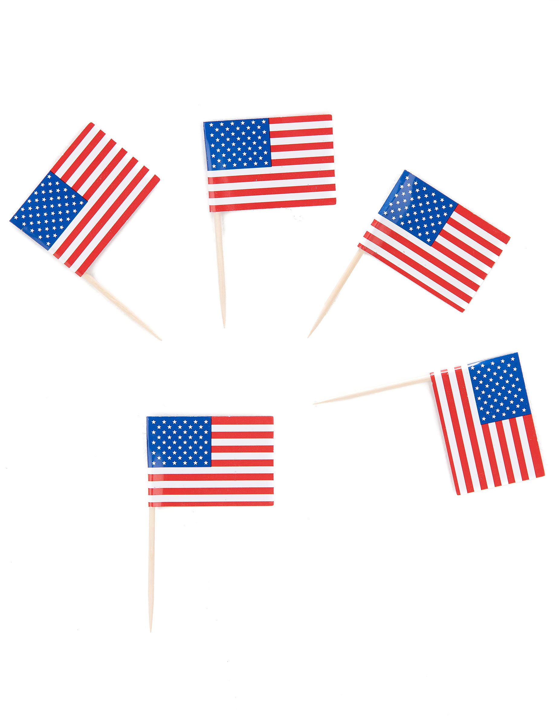 30 Pics drapeaux USA 6 cm