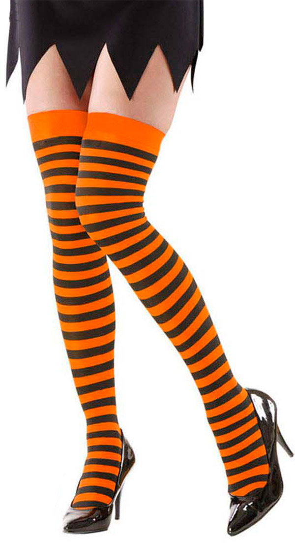 Bas rayés orange et noirs adulte