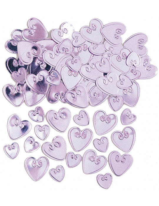 Confettis coeurs lilas relief