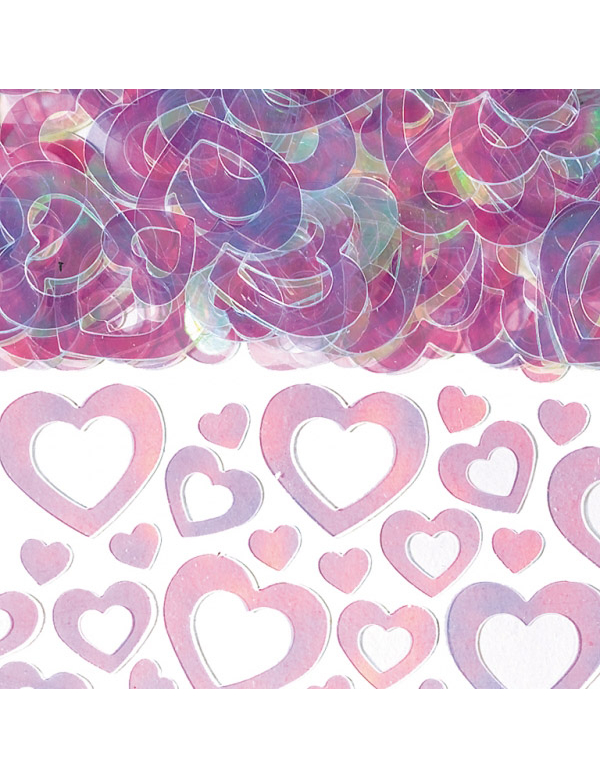 Confettis coeurs irisés rose