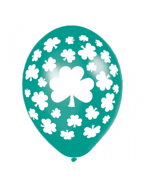 6 ballons verts trèfles Saint Patrick