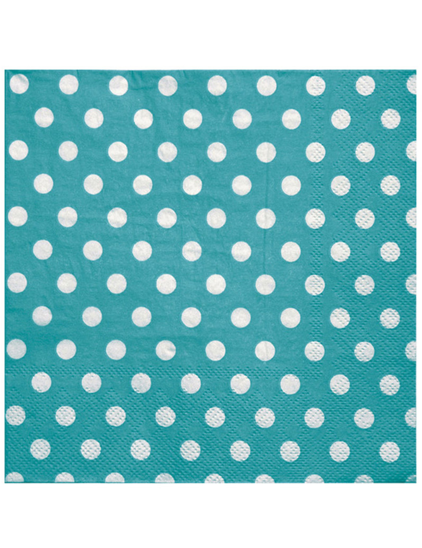 20 Serviettes en papier Turquoise pois blancs 33 x 33 cm